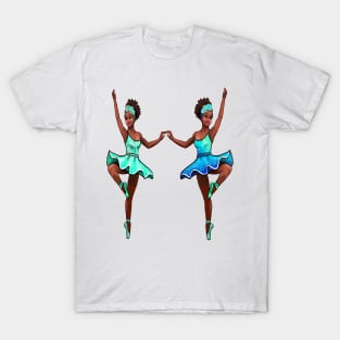 The top 10 Dance gifts 2024 - Ballet dancer dancing Brown skin black African American ballerina T-Shirt